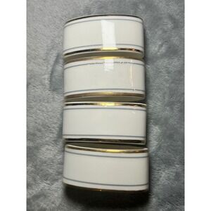 Vintage English Porcelain Napkin Rings White Gold‎ Trim Regency Dining Set 4